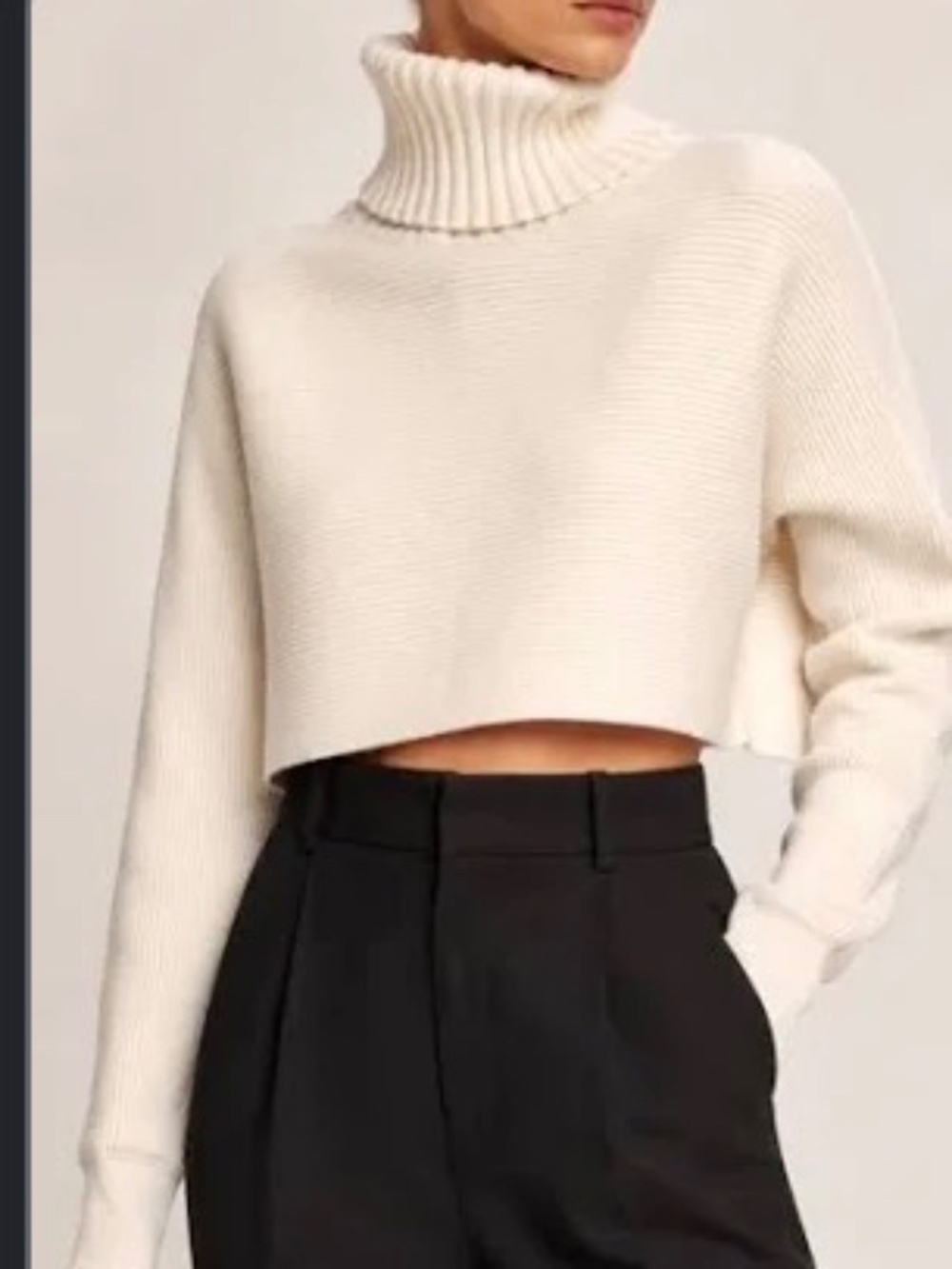 House of Harlow 1960 Ivory Knit Turtleneck Cropped — medium